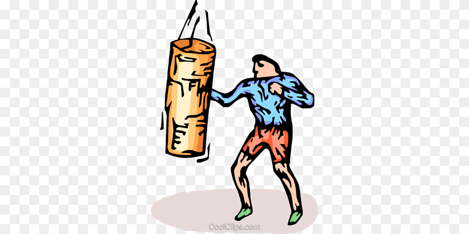 Boxer Working On The Heavy Bag Royalty Vector Clip Art, Adult, Male, Man, Person Free Png Download
