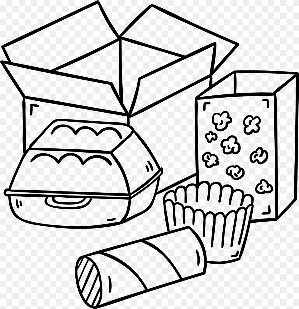 Boxes With Junk Deawing, Gray Free Transparent Png