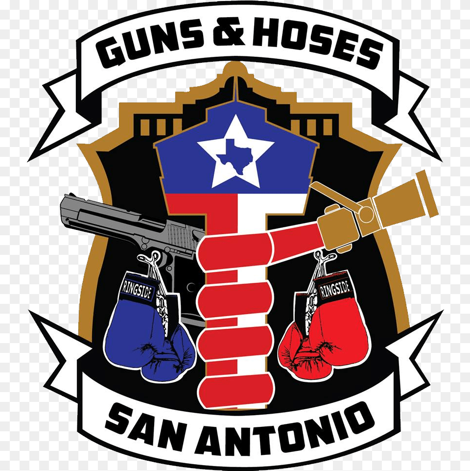 Boxing Belt Gun And Hoses Boxing San Antonio Guns Emblem, Clothing, Glove, Logo, Weapon Free Png