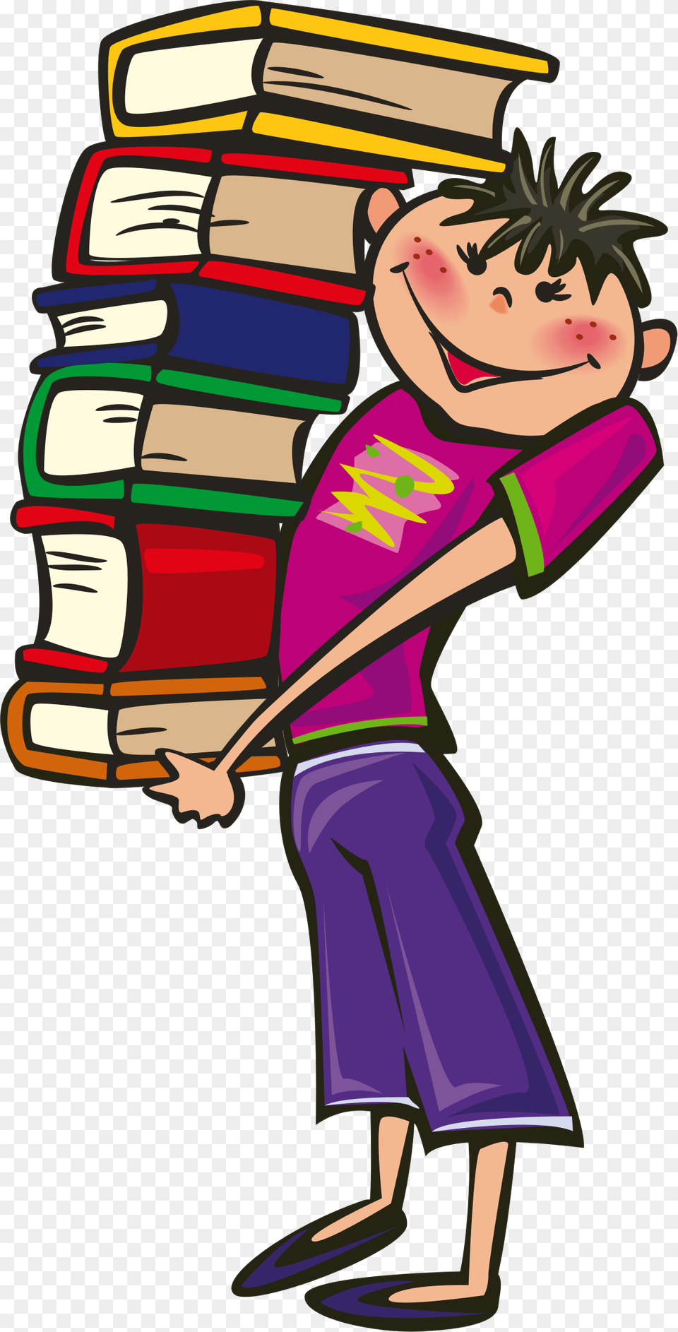 Boy And Books Clip Art Clip Art, Book, Publication, Cleaning, Person Png