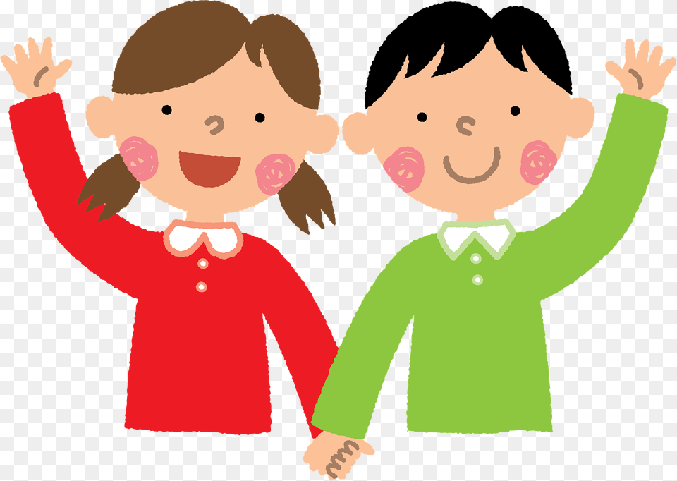 Boy And Girl Are Waving Clipart, Baby, Person, Clothing, Long Sleeve Free Png Download