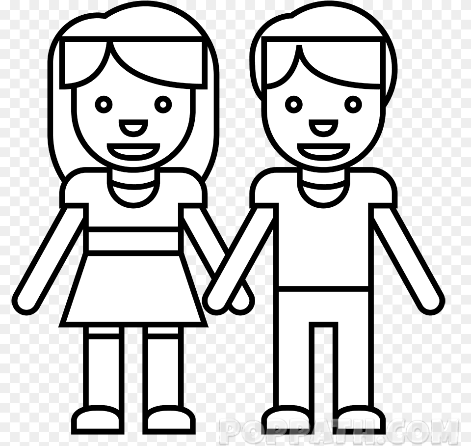 Boy And Girl Emoji Black And White, Face, Head, Person, Baby Free Png