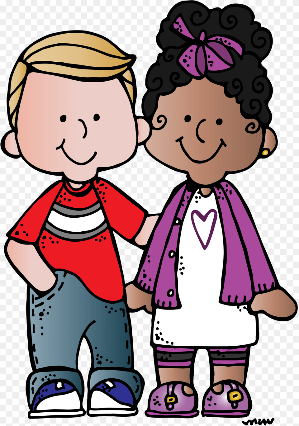 Boy And Girl Friends Clipart, Baby, Person, Book, Comics Png