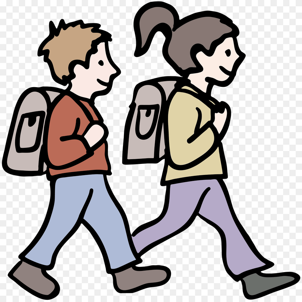 Boy And Girl Going To School Clipart, People, Person, Walking, Baby Free Transparent Png