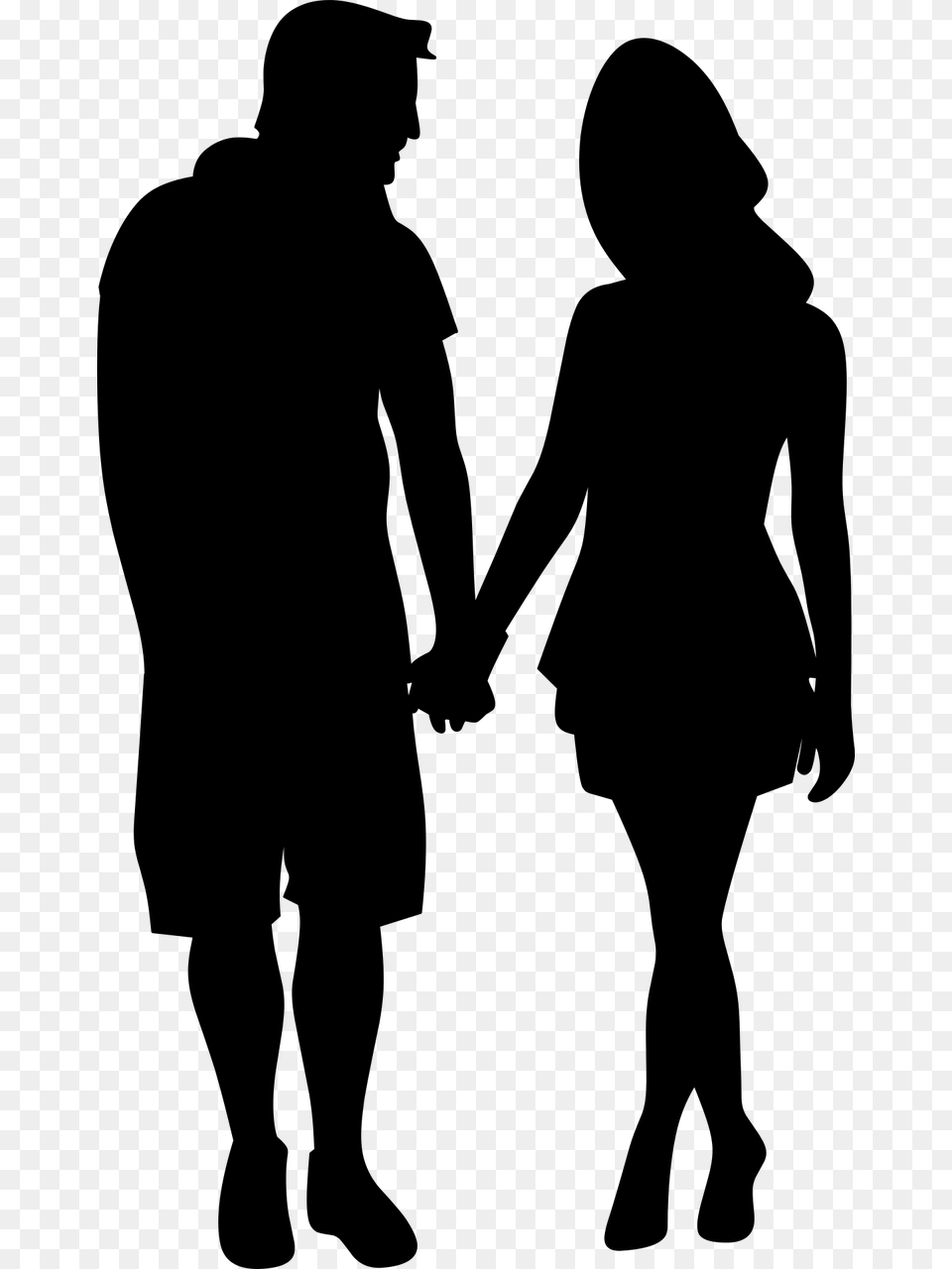 Boy And Girl Holding Hands Silhouette, Gray Free Png