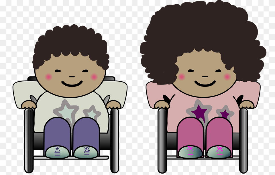 Boy And Girl In Wheelchairs Clipart, Person, Reading, Baby, People Free Png Download
