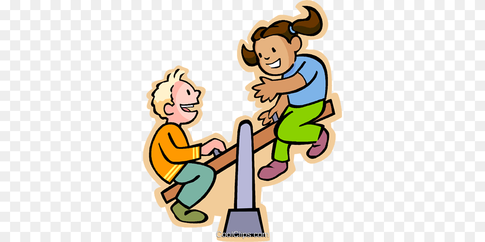 Boy And Girl On A Teeter Totter Royalty Vector Clip Art, Seesaw, Toy, Baby, Person Free Transparent Png