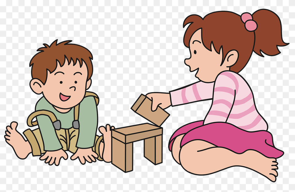 Boy And Girl Playing On The Floor Clipart, Baby, Person, Face, Head Free Png