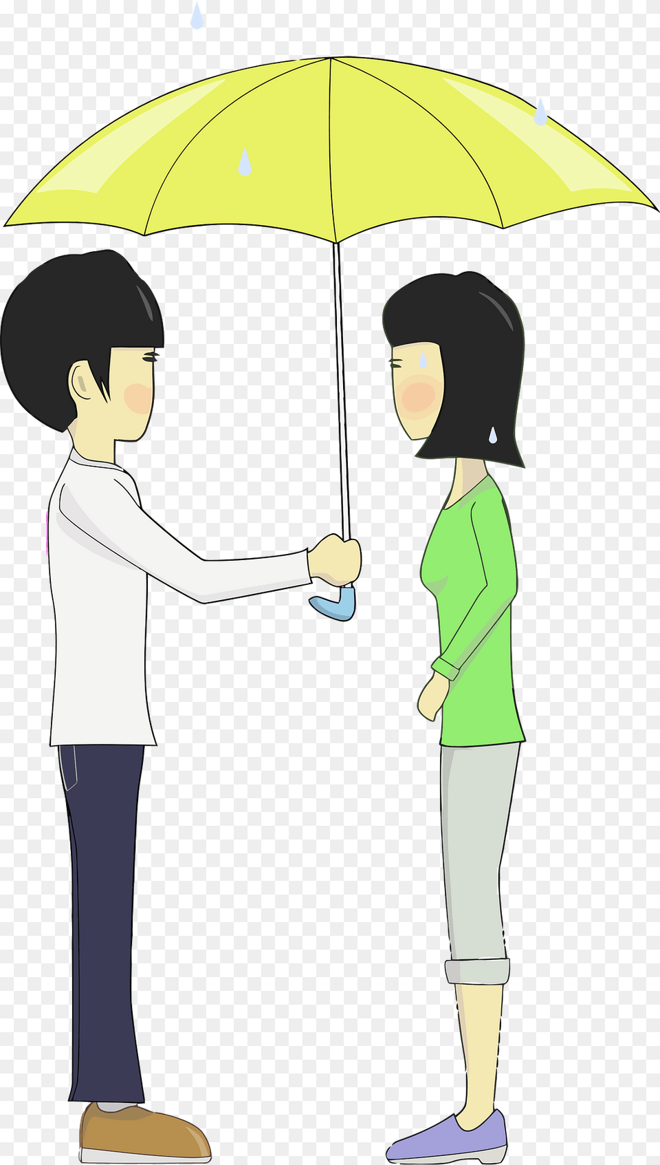 Boy And Girl Sharing An Umbrella Clipart, Person, Adult, Female, Woman Free Png