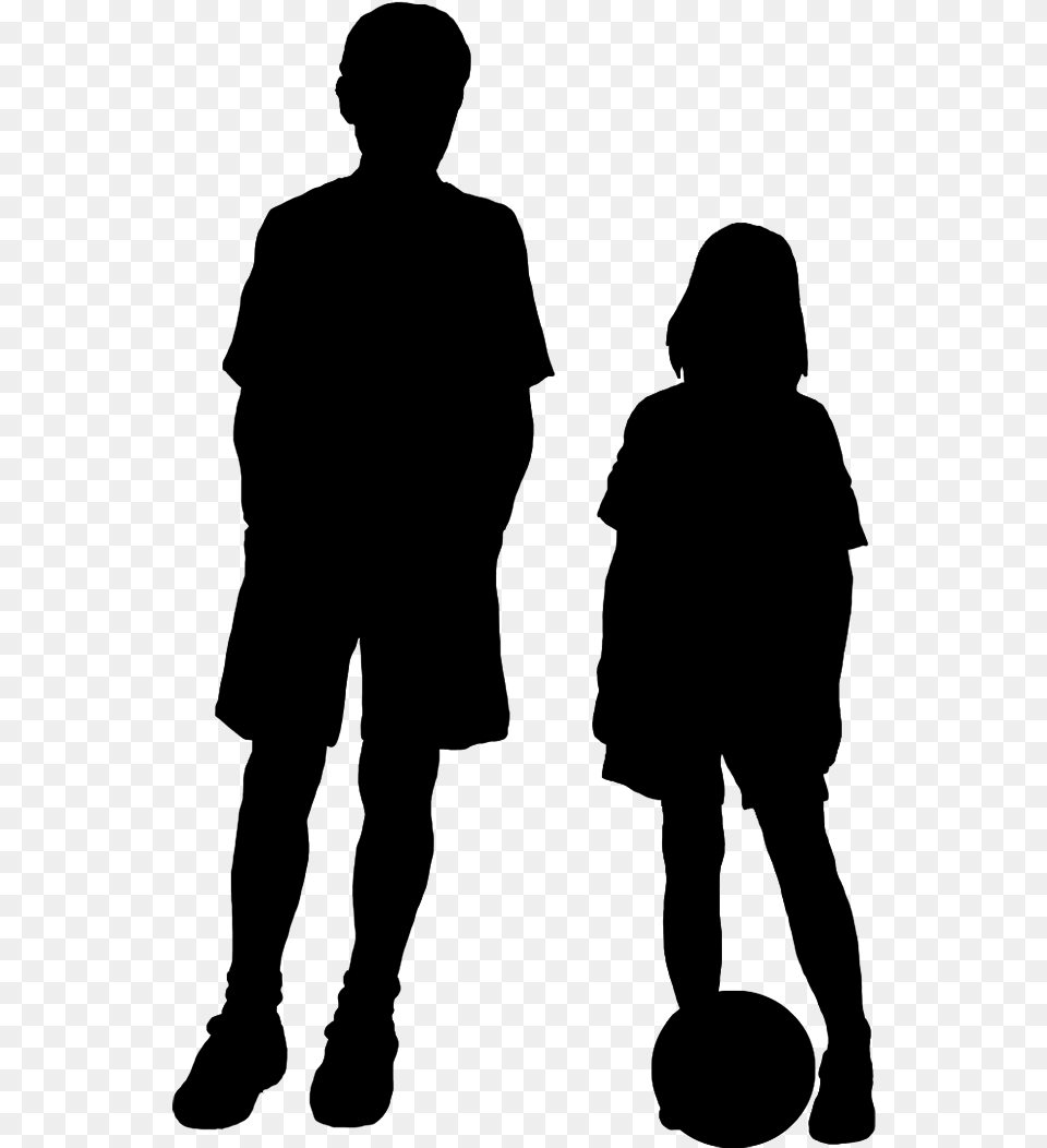 Boy And Girl Silhouette Child Silhouette, Gray Free Transparent Png