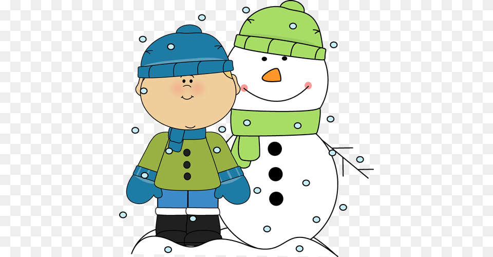 Boy And Snowman In The Snow Clip Art, Nature, Outdoors, Winter, Baby Free Png Download