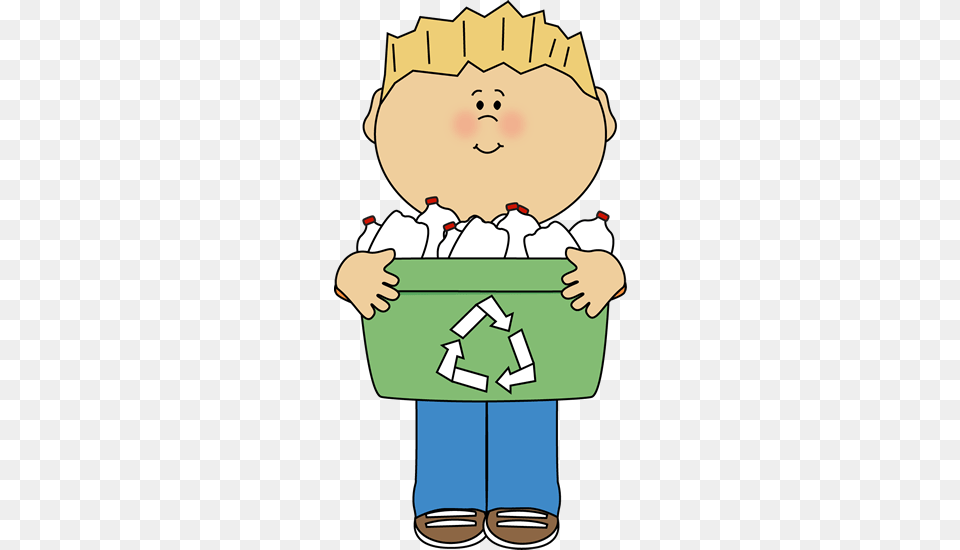 Boy Carrying A Recyle Bin Clip Art, Recycling Symbol, Symbol, Baby, Person Free Transparent Png