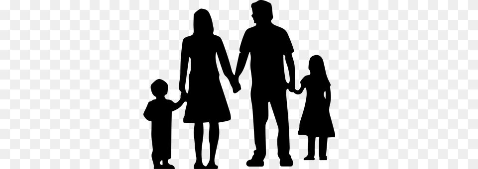 Boy Child Dad Daughter Family Father Femal Family Holding Hands Clipart, Gray Png