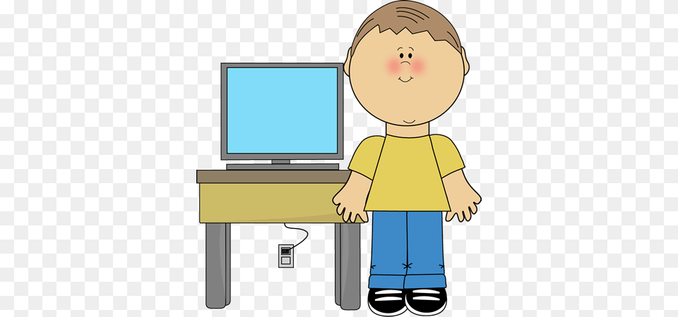 Boy Classroom Computer Technology Expert Clip Art, Table, Pc, Electronics, Furniture Free Png Download