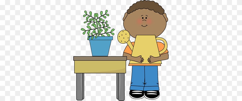 Boy Classroom Plant Helper Clip Art, Reading, Potted Plant, Person, Pottery Free Png