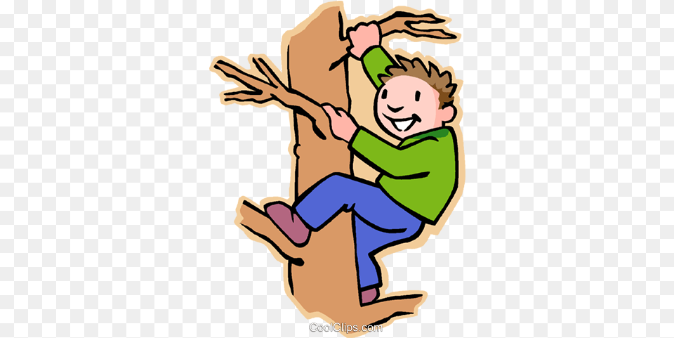 Boy Climbing Tree Royalty Vector Clip Art Illustration Cartoon Boy Climbing Tree, Outdoors, Baby, Person, Leisure Activities Free Transparent Png