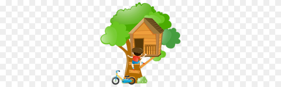 Boy Climbing Up A Treehouse, Grass, Plant Free Png Download