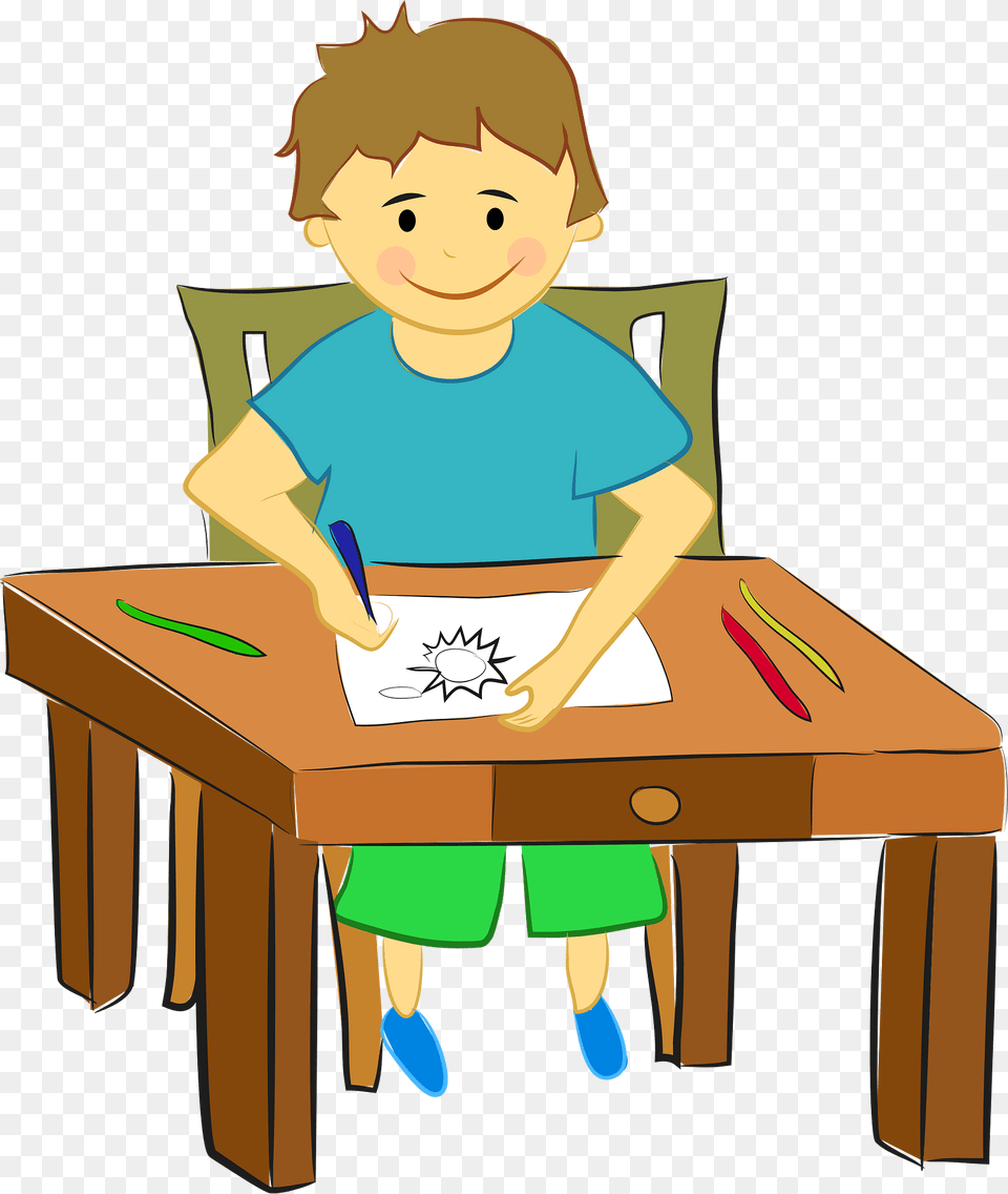 Boy Clipart, Furniture, Table, Desk, Baby Png Image