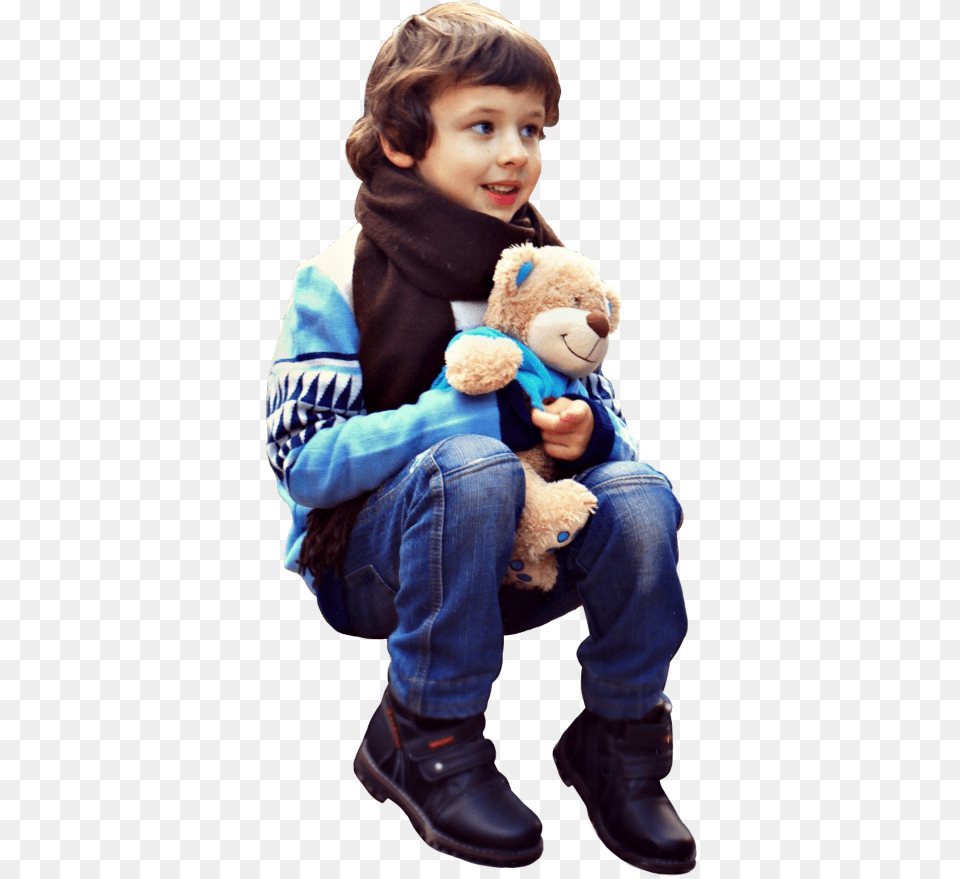 Boy Cutout Op Pexels Sitting Scteddybears Teddybears Teddy Bear, Child, Clothing, Person, Pants Free Png Download
