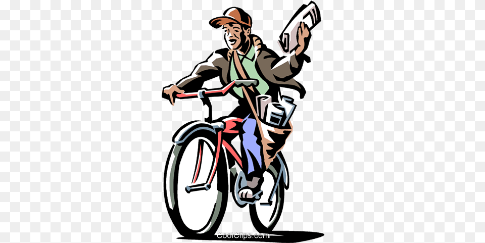 Boy Delivering A Newspaper Images Paper Boy, Person, Bicycle, Cycling, Sport Png