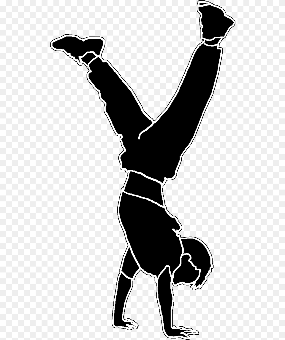 Boy Doing Handstand Silhouette White Line Handstand Dancing Children Silhouette, Stencil, Person Png