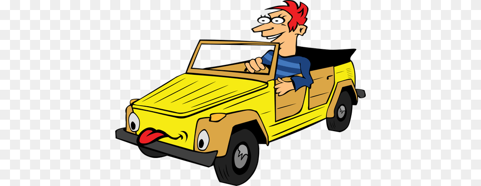 Boy Driving Car Cartoon, Pickup Truck, Vehicle, Truck, Transportation Png Image