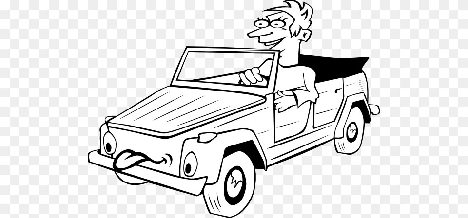 Boy Driving Car Cartoon Outline Clip Art, Vehicle, Truck, Transportation, Pickup Truck Free Transparent Png