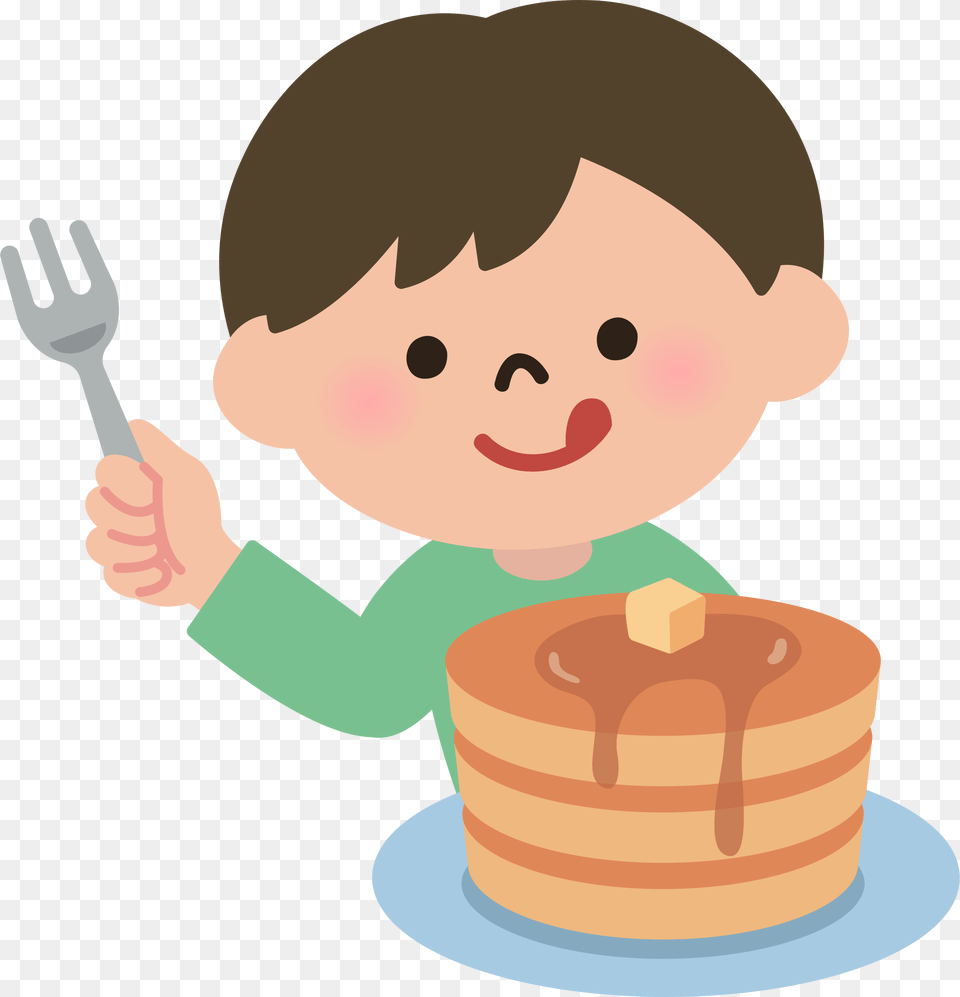 Boy Eating Pancakes Eating Pancakes Clip Art, Cutlery, Fork, Baby, Birthday Cake Free Transparent Png