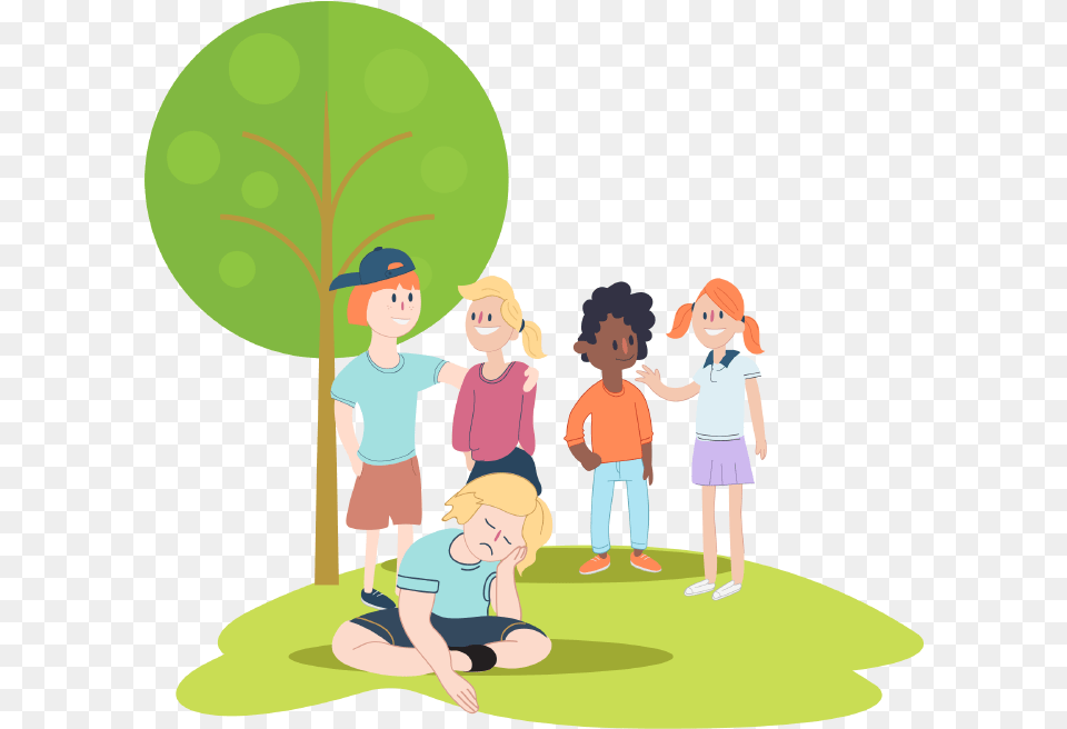 Boy Feeling Lonely Despite Being Next To A Group Of Lonely Kid Clipart, Person, Baby, Girl, Female Png