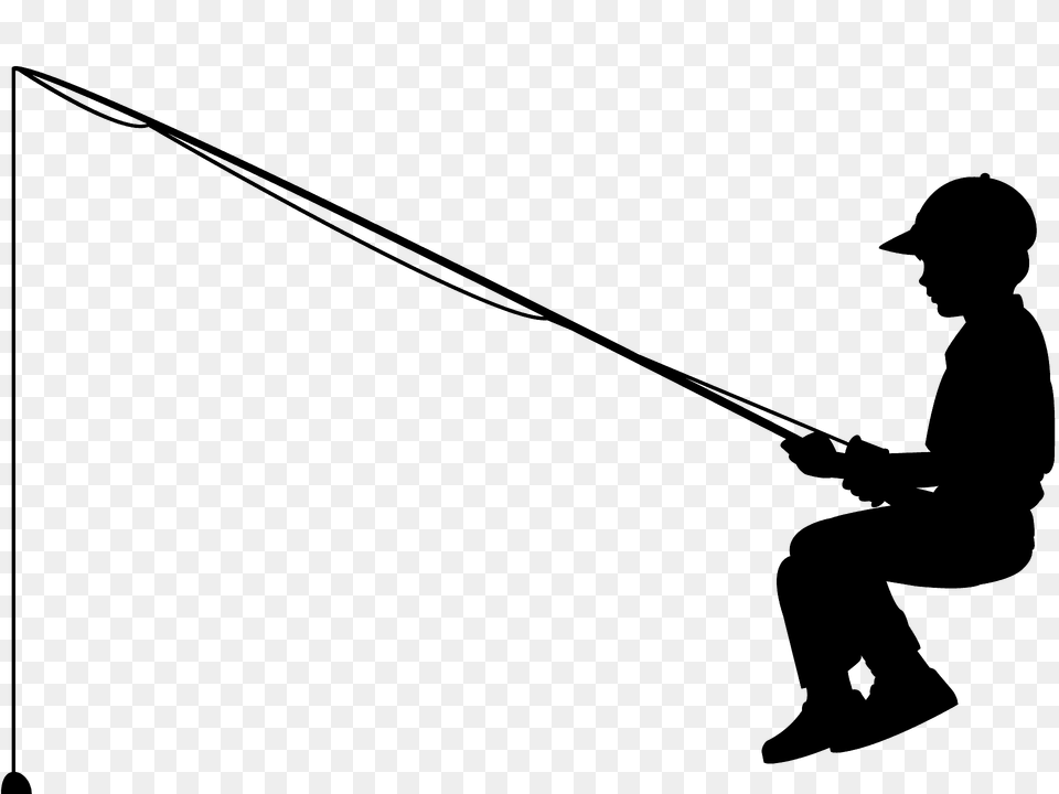 Boy Fishing Silhouette, Water, Person, Outdoors, Leisure Activities Free Png Download