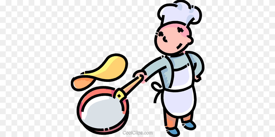 Boy Flipping A Pancake Royalty Free Vector Clip Art Illustration Png