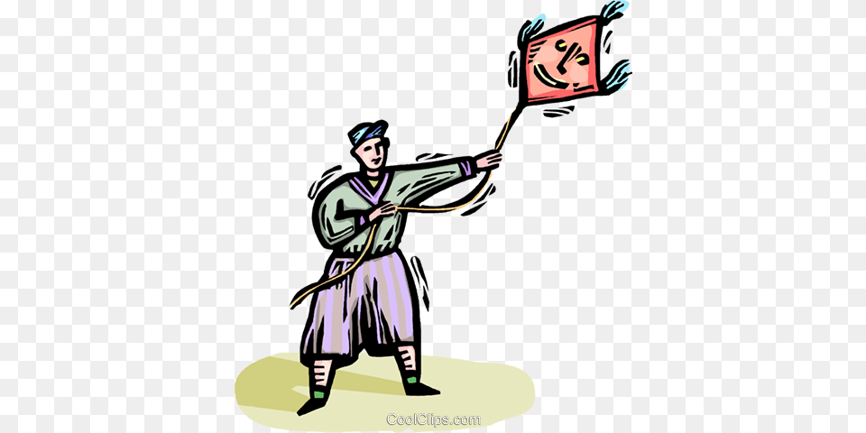 Boy Flying A Kite Royalty Vector Clip Art Illustration, People, Person, Adult, Female Free Png