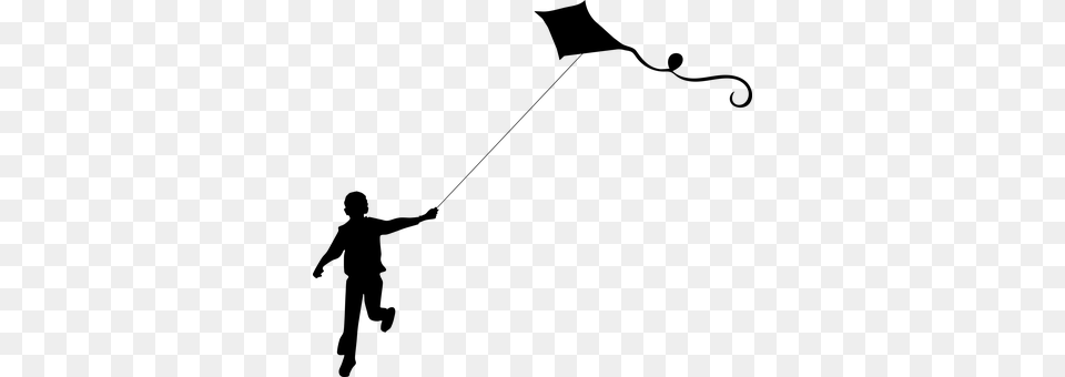 Boy Flying Kite Male Playing Silhouette Bo Flying A Kite Clip Art, Gray Free Transparent Png