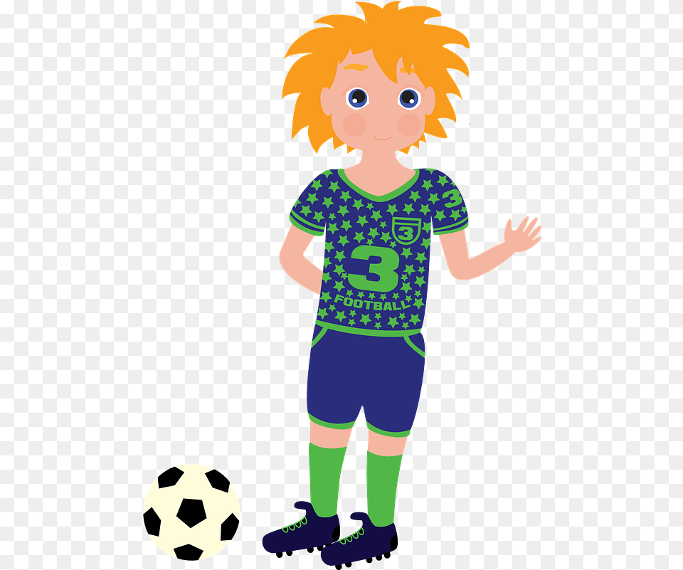 Boy Football Player Clipart Download Transparent, T-shirt, Ball, Clothing, Sport Png Image