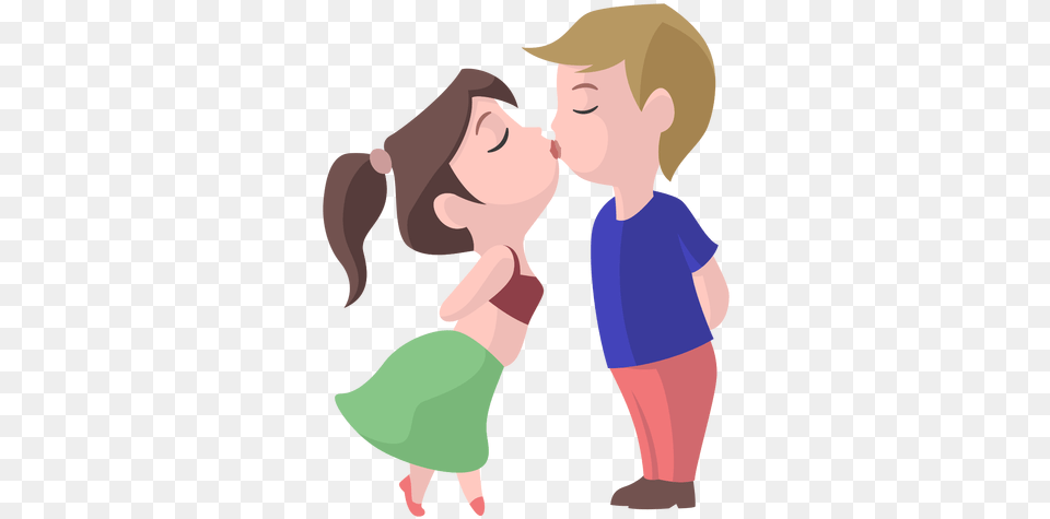 Boy Girl Kiss Flat Boy And Girl Love, Kissing, Person, Romantic, Baby Png Image