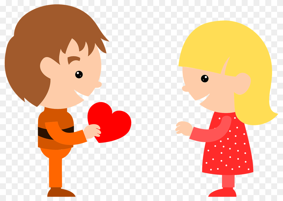 Boy Giving Valentine Heart To Girl Clipart, Baby, Person Free Transparent Png