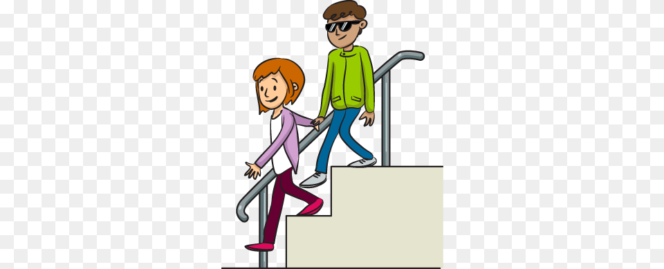 Boy Going Down Stairs Clipart Behavior Rules Routines, Handrail, Book, Comics, Publication Free Png