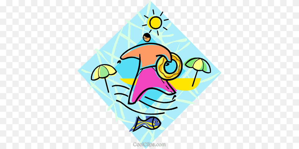 Boy Going Swimming In The Ocean Royalty Vector Clip Art, Graphics, Animal, Sea Life Png