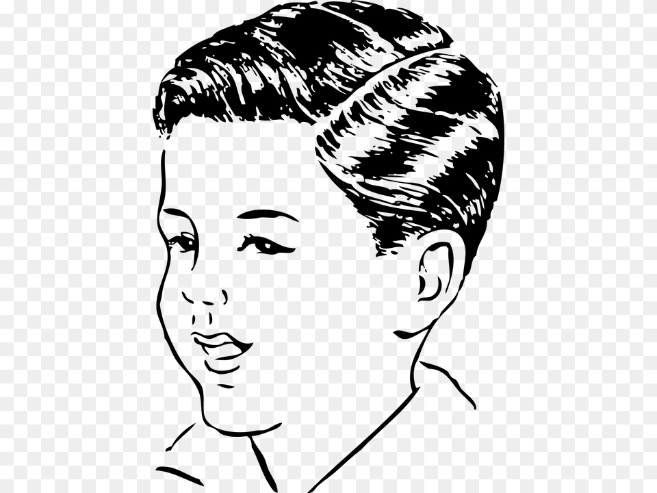 Boy Hair Black And White Clipart, Gray Png