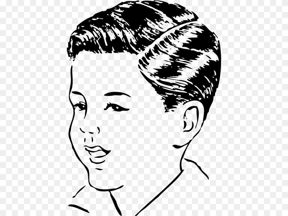 Boy Hair Clip Art Black And White, Gray Free Png