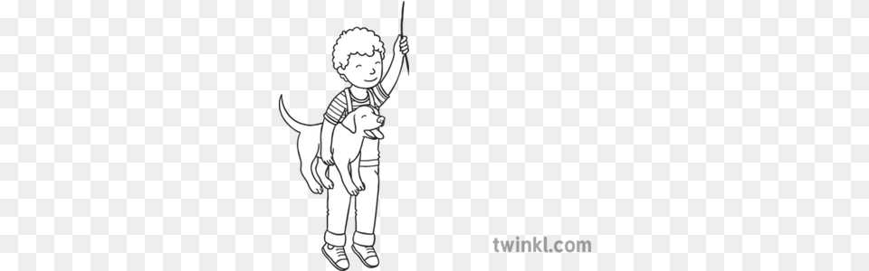 Boy Holding Dog And Balloon String People Pets Story Eyfs Self Checkout Black And White, Baby, Person, Art, Face Free Png