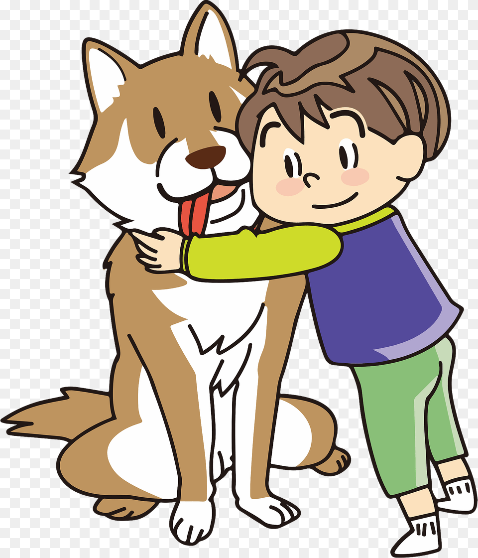 Boy Hugging His Dog Clipart, Baby, Person, Face, Head Free Png