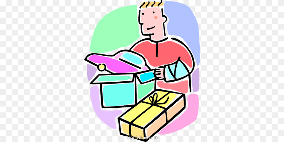 Boy In A Cast Opening A Present Royalty Vector Clip Art, Cleaning, Person, Ammunition, Grenade Png
