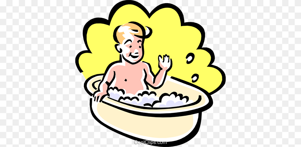 Boy In Bath Royalty Vector Clip Art Illustration, Bathing, Tub, Baby, Bathtub Png Image