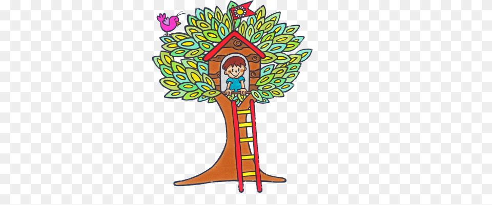 Boy In Colourful Treehouse Transparent, Play Area, Baby, Person, Outdoors Free Png Download