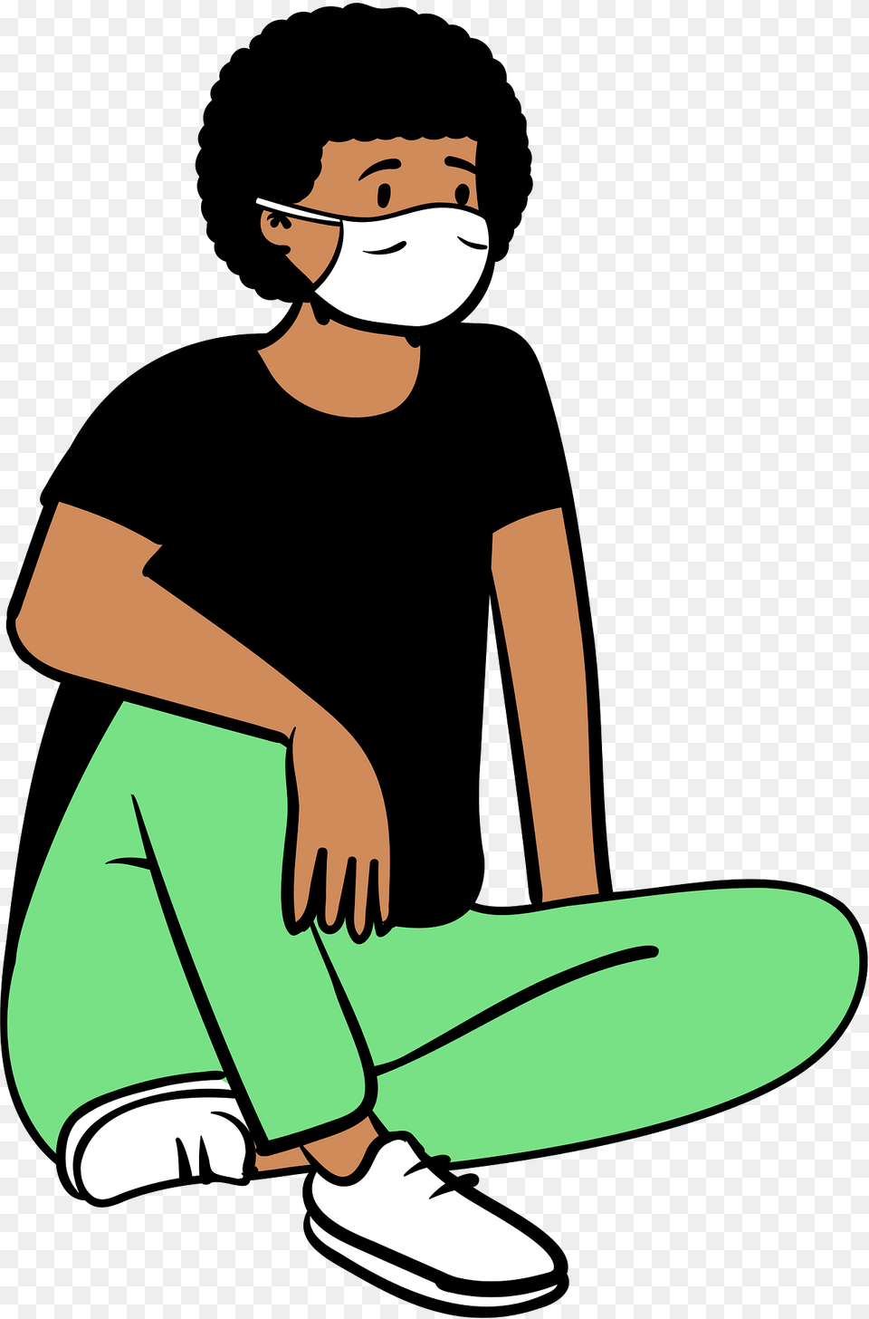 Boy In Face Mask Sitting Clipart, Child, Male, Person, Clothing Png Image