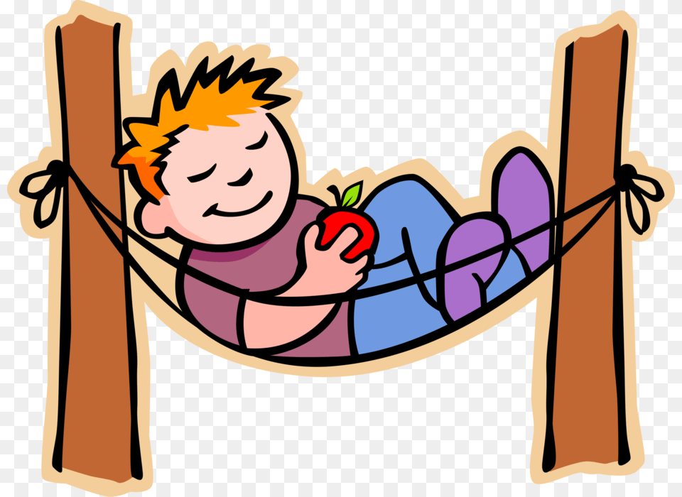 Boy In Hammock Take A Break Clipart, Furniture, Face, Head, Person Free Png Download