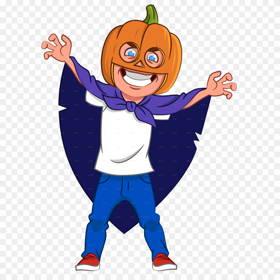 Boy In Pumpkin Costume Cartoon, Child, Person, Male, Book Free Png Download