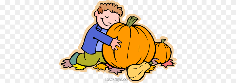 Boy In Pumpkin Patch Halloween Royalty Vector Clip Art, Food, Plant, Produce, Vegetable Free Png Download