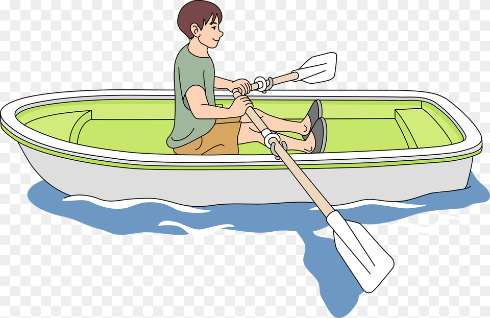 Boy In Rowboat Clipart, Watercraft, Vehicle, Transportation, Oars Png